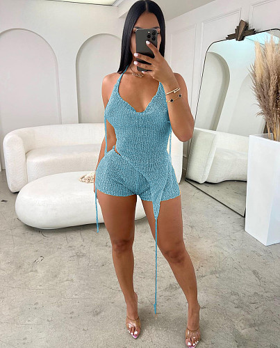 Sexy Knitted Sequin Irregular 3 Piece Shorts Set XT-8187