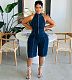 Casual Crew Neck Sleeveless Denim Shorts Romper MEM-88558