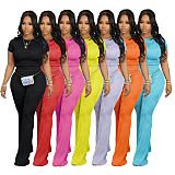 Casual Women Short Sleeves Tops And Long Pants Sporty 2 Pieces Set AIL-272