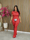Casual Women Short Sleeves Tops And Long Pants Sporty 2 Pieces Set AIL-272