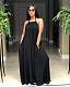 Women Sexy Backless Halter Sleeveless Loose Bohemia Long Dress AIL-273