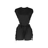 2024 Summer Women Solid Color Tassel Tops And Shorts 2 Pieces Sets AIL-270