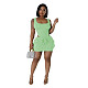 Sexy Square Collar Sleeveless Bodysuit And Short Skirt Women Sets TR-1310