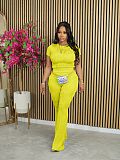 Casual Women Short Sleeves Tops And Long Pants Sporty 2 Pieces Set AIL-272