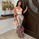 Fashion Tie-dye Print Women High-waist Flounced Flared Pants YF-10744
