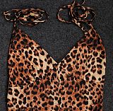 Sexy Backless Leopard Printed Women Straps Summer Long Jumpsuit AIL-274