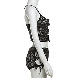 Sexy Transparent Straps Crop Tops And High-waist Shorts 2 Pieces Set SXE-K24S46830