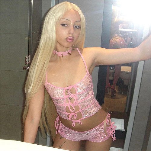 Sexy Transparent Straps Crop Tops And High-waist Shorts 2 Pieces Set SXE-K24S46830