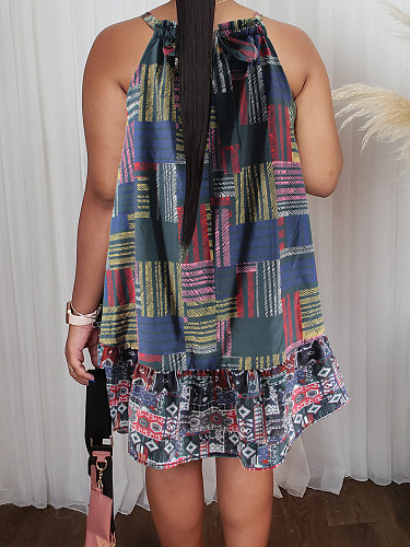 Fashion Printed Women Sleeveless Lace-up Short Dresses SFY-460