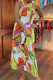 Fashion Printed Women Sleeveless Off Shoulder Long Dresses NY-10733