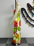 Fashion Printed Women Sleeveless Off Shoulder Long Dresses NY-10733