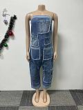 Sexy Strapless Women Pockets Patchwork Loose Denim Jumpsuit NY-5006
