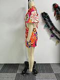 Stylish Prints Girls Flounced Sleeves Hollow-out Short Dresses NY-10786