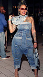 Sexy Strapless Women Pockets Patchwork Loose Denim Jumpsuit NY-5006
