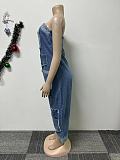 Sexy Strapless Women Pockets Patchwork Loose Denim Jumpsuit NY-5006