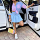 Stylish Girls Stripes Print Three Quarter Sleeve Blouse And Pleated Short Skirt HMS-6438