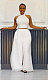 Sexy Women Sleeveless Zipper Crop Top And Wide-leg Pants 2 Pieces Sets NY-10773