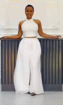 Sexy Women Sleeveless Zipper Crop Top And Wide-leg Pants 2 Pieces Sets NY-10773 Sexy Women Sleeveless Zipper Crop Top And Wide-leg Pants 2 Pieces Sets NY-10773