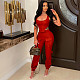 PU Leather Sleeveless Irregular Vest Cargo Pants Set SFY-2156