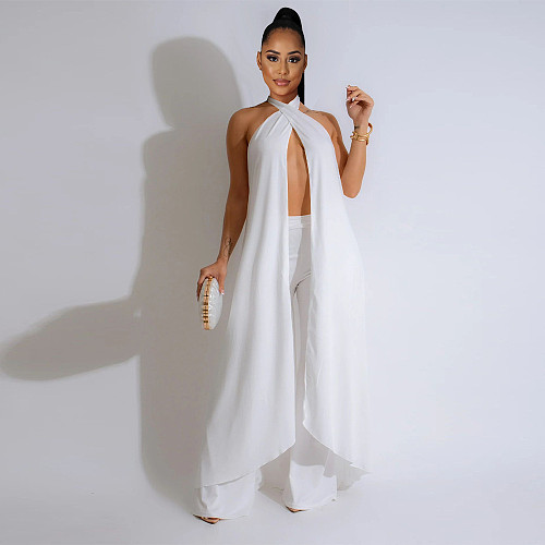 Sexy Women Halter Backless Long Pants Two Pieces Sets YF-10715