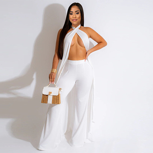 Sexy Women Halter Backless Long Pants Two Pieces Sets YF-10715