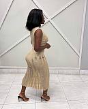 Stylish Women Sleeveless Sunblock Smock Beach Knit Maxi Dress OSM-4455