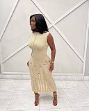 Stylish Women Sleeveless Sunblock Smock Beach Knit Maxi Dress OSM-4455