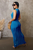 Stylish Women Sleeveless Sunblock Smock Beach Knit Maxi Dress OSM-4455