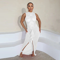 Sexy Transparent Lace Lady Patchwork Fishtail Long Dress YF-10712
