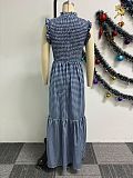Women Printed Stringy Selvedge Sleeveless Patchwork Long Dress NY-10713