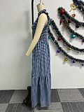 Women Printed Stringy Selvedge Sleeveless Patchwork Long Dress NY-10713