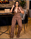 Casual Women Zipper Short Sleeves Pockets Cargo Jumpsuit NY-3172