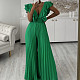 Sexy Deep-V Ruffles Pleated Wide-leg Jumpsuit RS-8574