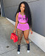 Streetwear Pattern Print Knitted Sleeveless Crop Top Skinny Shorts Women Summer Two Piece Matching Sets XY-9102