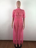 Sexy See-through Mesh Short Sleeves Top Maxi Dress OSM-4064