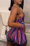 Stylish Printed Girls Oblique Shoulder Sexy Romper BG-2301