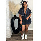 Short Sleeve Lapel V-neck Shorts Romper XRB-10086