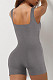 Sexy Women Backless U-neck Sleeveless Solid Color Slim Romper HXZY-0361