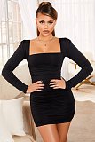 2024 Sexy Backless Women U-neck Black Package Hips Mini Dress PY-90248