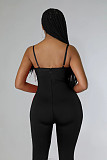 Sexy Straps Feather Zipper Bodycon Long Jumpsuit HXZY-0258