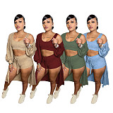 Fashion Women Solid Color Casual Three Pieces Sets MK-9303