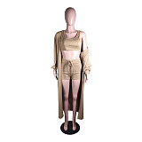 Fashion Women Solid Color Casual Three Pieces Sets MK-9303