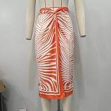 Stylish Printed Women Irregular Long Skirt OLY-6148