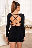 2024 Sexy Backless Women U-neck Black Package Hips Mini Dress PY-90248