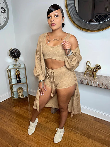 Fashion Women Solid Color Casual Three Pieces Sets MK-9303