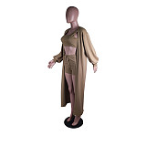 Fashion Women Solid Color Casual Three Pieces Sets MK-9303