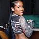 Sexy Low-cut Lace-up Crop Top And Long Pants Print Large Size 2 Pieces Sets YNS-2639