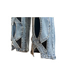 Women Twist Hollow Out Loose Straight Jeans CH-23112