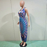 Boho Print Backless Casual Loose Harem Jumpsuits BN-9097