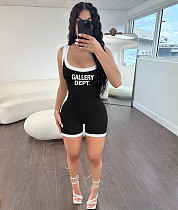 U Neck Skinny Low Back One-Piece Casual Shorts Rompers YUM-10072